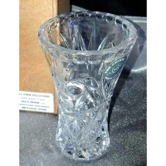 VTG LENOX  Cut Crystal Bud Vase 4 1/8"  w/original sticker box certificate NWB - Picture 1 of 4